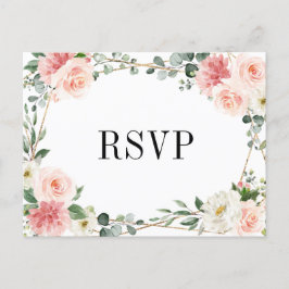 Geometrisk botanisk Bröllop OSA för Rosa Blommigt Vykort