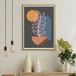 Geometrisk botanisk konst av jordnära Abstrakter i Poster