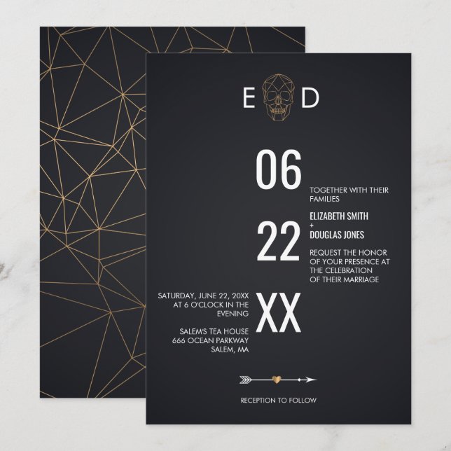 Geometrisk Bröllop Inbjudningar (Fram/baksida)