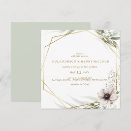 Geometrisk bröllopsinbjudan Eucalyptus Guld Inbjudningar