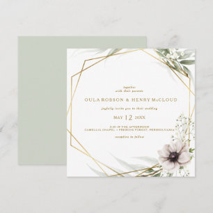 Geometrisk bröllopsinbjudan Eucalyptus Guld Inbjudningar