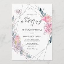 Geometrisk bröllopsinbjudan för Blommigt med vatte