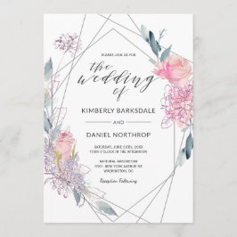 Geometrisk bröllopsinbjudan för Blommigt med vatte Inbjudningar