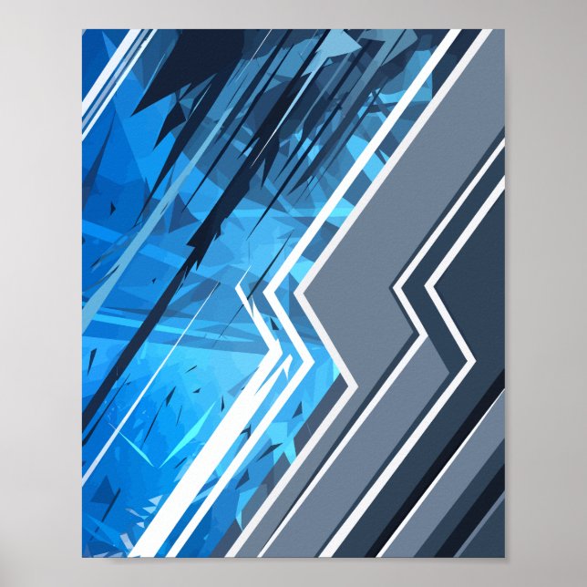 Geometrisk brytningsdesign för dynamisk blå Abstra Poster (Framsidan)