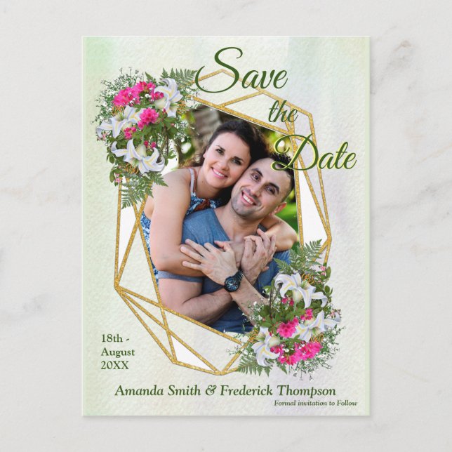 Geometrisk bukett med guldglitter Blomsterbukett S Meddelande Vykort (Framsida)