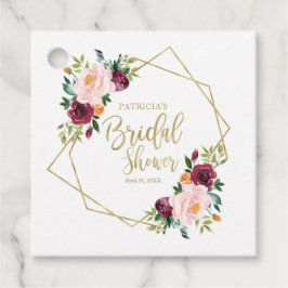 Geometrisk Burgunderrod Blommig Bröllopsfest Gåvor Etiketter