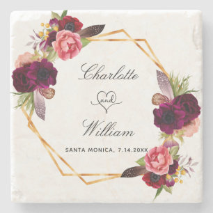 Geometrisk burgundy för blommigt i bröllop spara d stenunderlägg