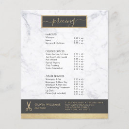 Geometrisk Chic Guld Saxar Marmor Frisör Flygblad