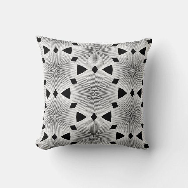 Geometrisk chic modern konst mönster svart vit kudde (Framsida)