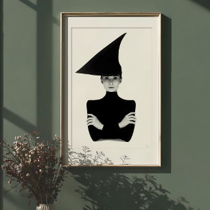 Geometrisk Chic: Monokromt Elegance Porträtt Poster