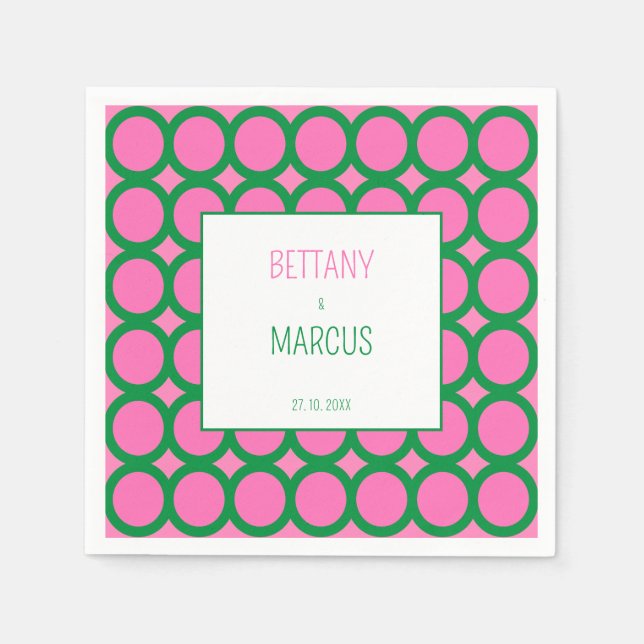 Geometrisk cirkel för Grönt och Rosa i mitten av å Pappersservett (Framsidan)