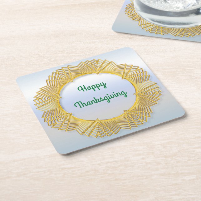 Geometrisk cirkel i thanksgiving Snöre vid Silver Underlägg Papper Kvadrat (Vinklad)