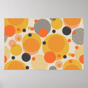 Geometrisk cirkel, sömlös mönster i 60-talsstam poster