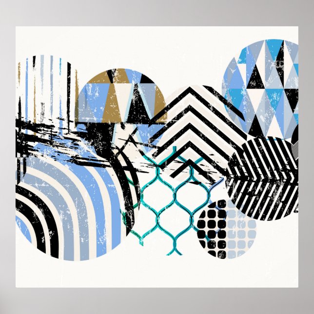 Geometrisk cirkelbakgrund: grunge struktur. poster (Framsidan)