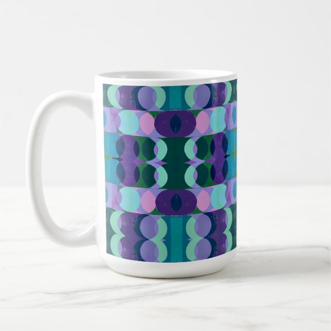 Geometrisk cirkelkonst i svala toner kaffemugg (Vänster)