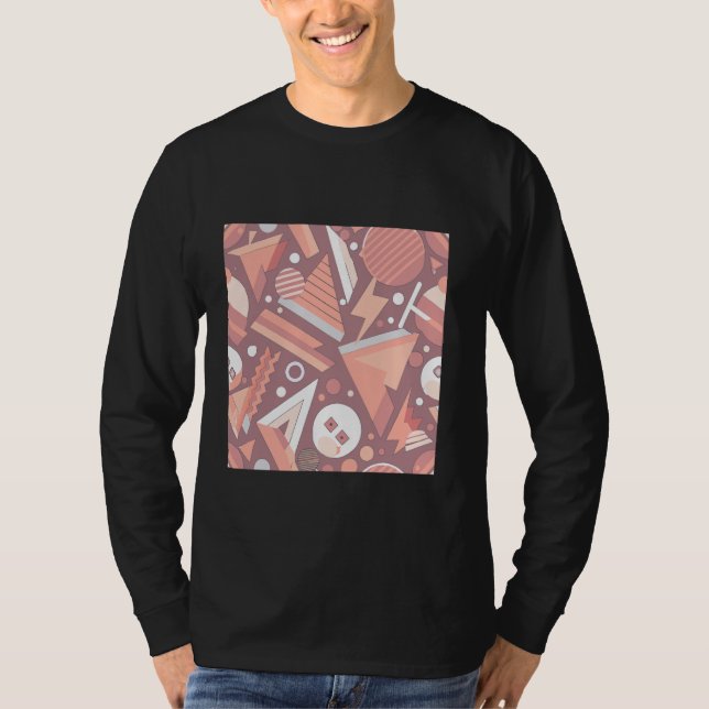GEOMETRISK CIRKLE SQUARE TRIANGLE RETRO MÖNSTER OR T SHIRT (Framsida)
