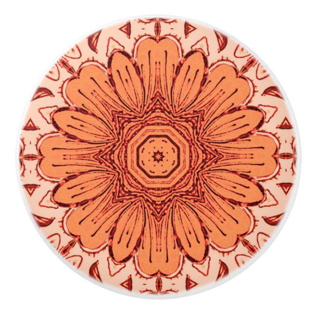 Geometrisk Daisy Mönster i Mandarin-Orangen Knopp (Framsidan)