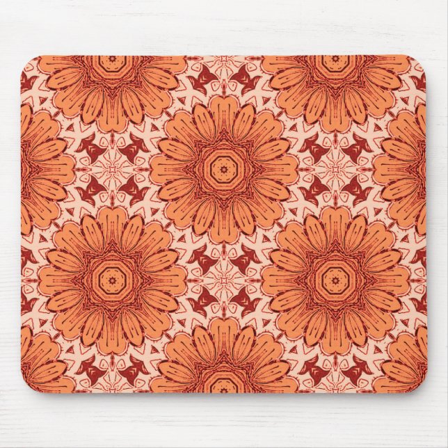 Geometrisk Daisy Mönster i Mandarin-Orangen Musmatta (Framsidan)