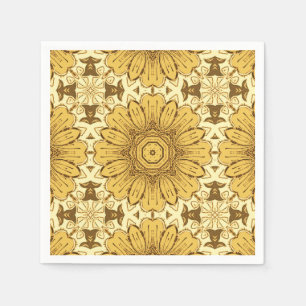 Geometrisk Daisy Mönster i Mustard Guld Pappersservett
