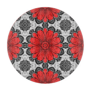 Geometrisk Daisy Mönster i Red Black & White