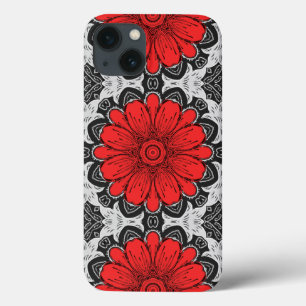 Geometrisk Daisy Mönster i Red Black & White