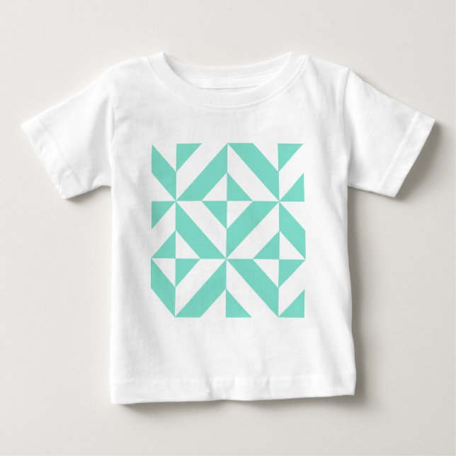 Geometrisk dekobokub Mönster i Grönten Seafoam T Shirt (Framsida)