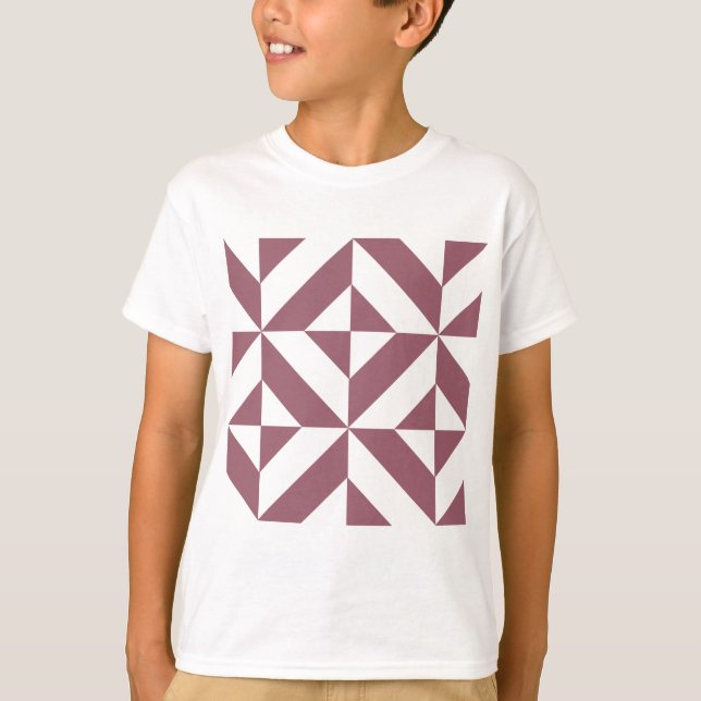 Geometrisk dekokub Mönster i plum Tee (Framsida)