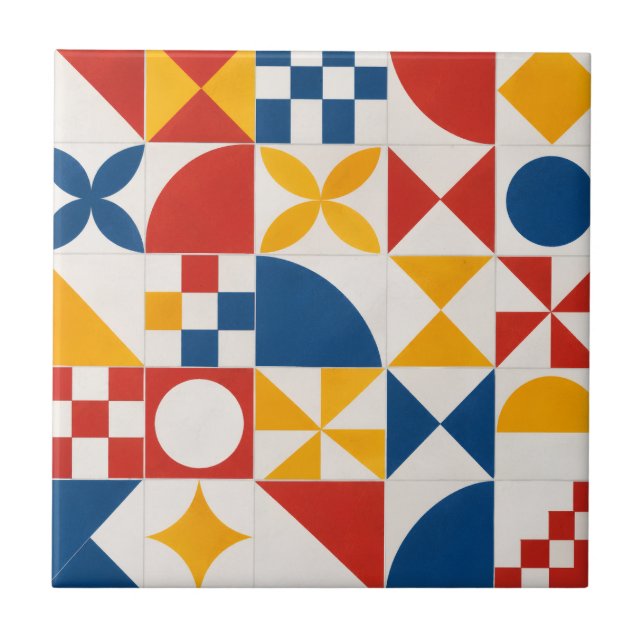 Geometrisk dekorativ kakelsamling kakelplatta (Framsidan)