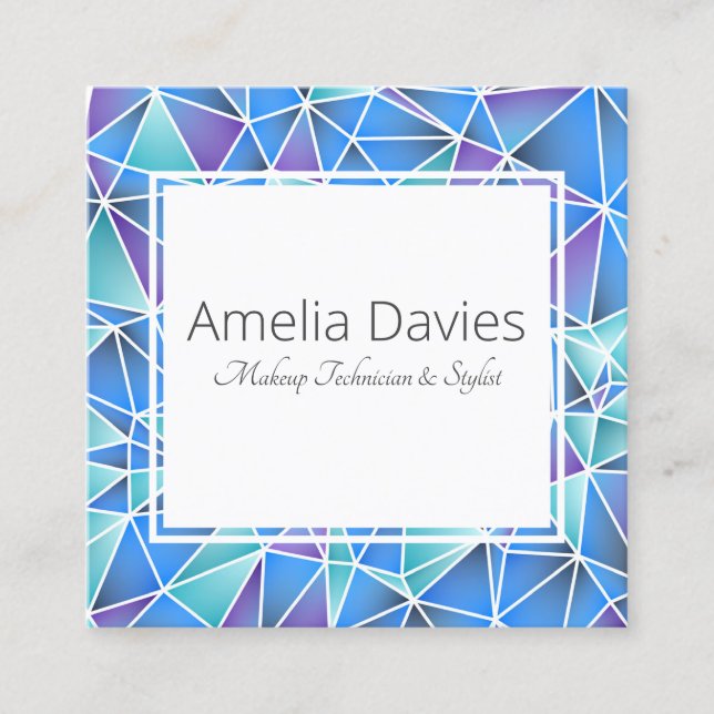 Geometrisk deppighet och lila fyrkantigt visitkort (Framsida)