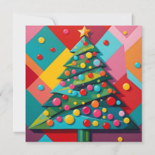 Geometrisk design av Candy Pop Art i Julgran Julkort
