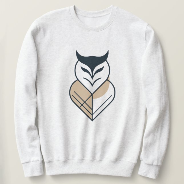 Geometrisk design av ugglelogotyp lång ärmad tröja (Design framsida)