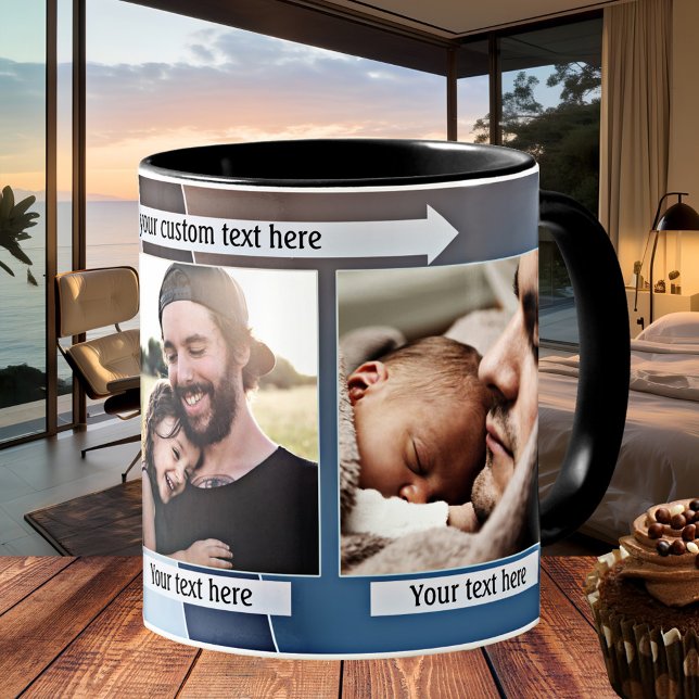 Geometrisk design Fars dag Photo Mugg (Modern geometric design photo mug. Great for a dad or new father)
