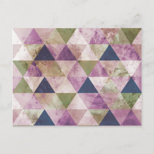 Geometrisk design för blå, Grönt och Lila triangel Vykort