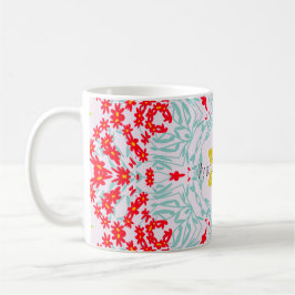 Geometrisk design för brant röd och blå Blommigt Kaffemugg