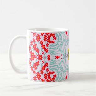 Geometrisk design för brant röd och blå Blommigt Kaffemugg