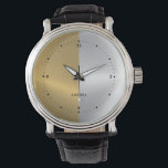 Geometrisk design för guld och Silver i Skärm Armbandsur<br><div class="desc">Bild av metallisk guld och silver delad skärm, modern geometrisk utformning.</div>