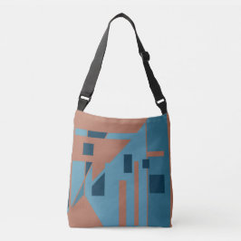 Geometrisk design för MCM-inspirerade Tan-blå skug Axelväska