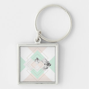 Geometrisk design för modern stil fyrkantig silverfärgad nyckelring