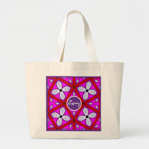 Geometrisk design för rosa, Lila och röd Blommigt Jumbo Tygkasse