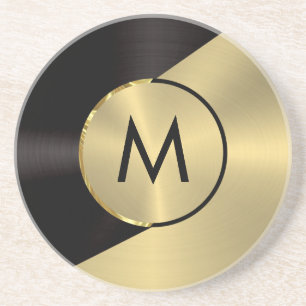 Geometrisk design för svart och guld-metalliskt ut underlägg