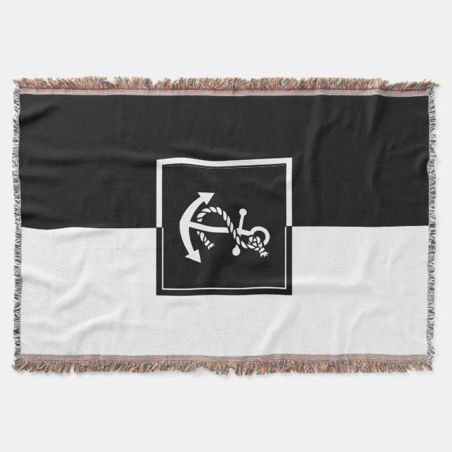 Geometrisk design för svart och vit ytfästpunkt mysfilt (Framsidan)