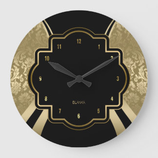 Geometrisk design för svarta och Guld-skademask Stor Klocka