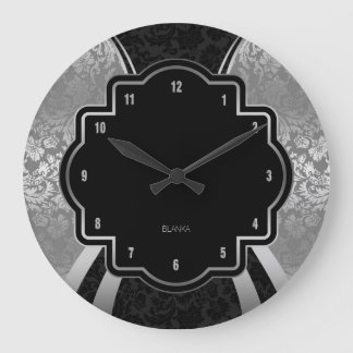 Geometrisk design för svarta och Silver-skademask Stor Klocka