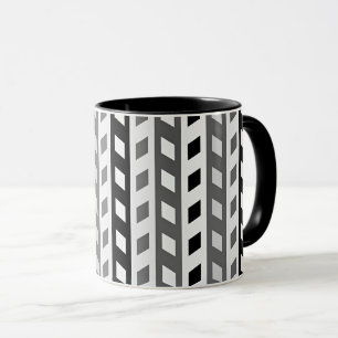 Geometrisk design, grå, svart, vit, mugg