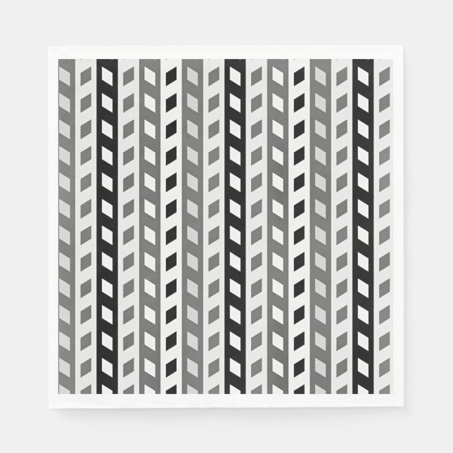 Geometrisk design, grå, svart, vit, pappersservett (Framsidan)