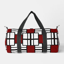 Geometrisk design i Deep Red, White & Black
