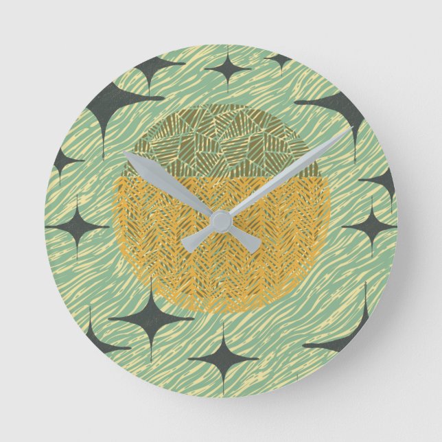 Geometrisk design i mitten av århundradet rund klocka (Framsida)