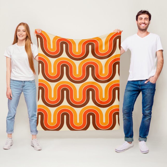 Geometrisk design i Stil på 70-talet Fleecefilt (På plats)