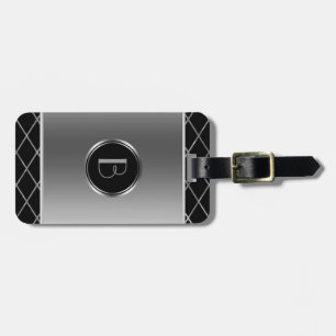 Geometrisk design i svart och metallisk Silver Bagagebricka