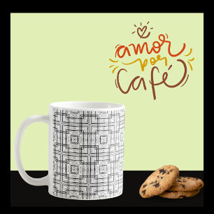 Geometrisk design i svartvitt kaffemugg